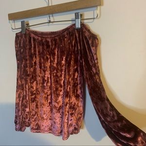 Velvet off the shoulder long sleeve top